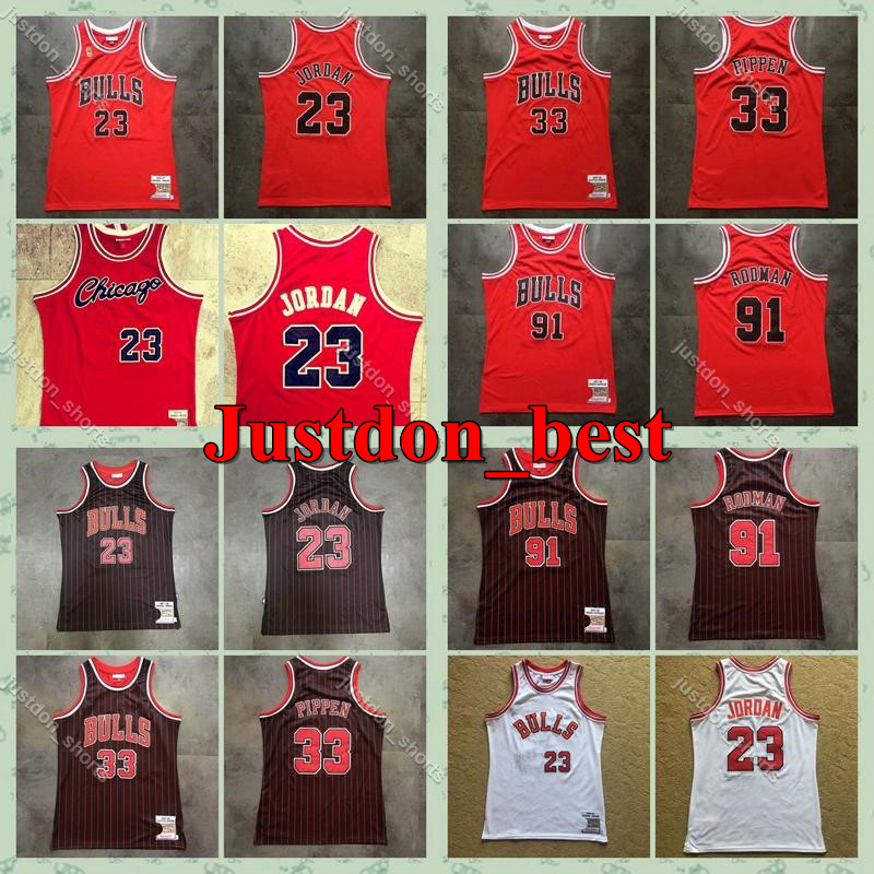 

Mens Authentic Stitched Mitchell & Ness 23 Michael 33 Scottie Pippen 91 Dennis Rodman Hardwoods Classics Basketball Jersey LaVine Shirts, Black;red