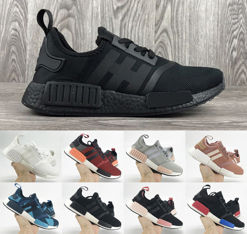 

NMDs R1 Mens Running Shoes Primeknit Japan Triple Black White Sneakers Monochrome Lush Red Blanch Blue Women Walking Shoe, R13