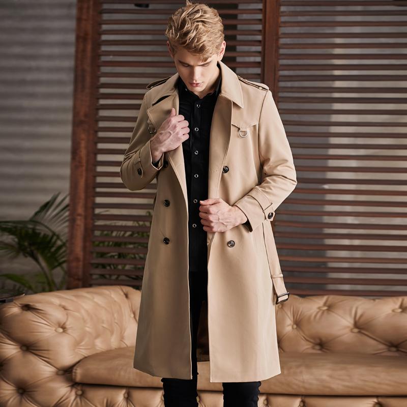 

Men' Trench Coats Autumn Winter Mens High Quality Overlength Solid Color Male Jackets Fashion Loose British Man Plus Size 6xl, Light khaki