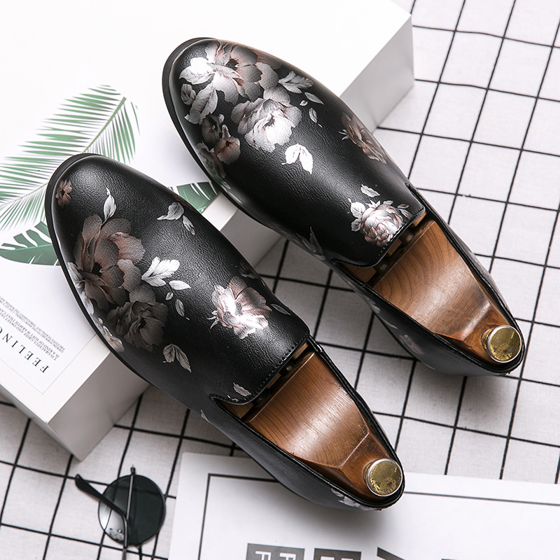 

dress shoes men fashion casual business banquet all-match black pu chinese style painted low-heel comfortable loafers 3kc384 b7fp