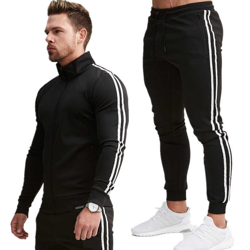 

spring autumn sports suit men's zipper running jacket clothing fashion casual suit men's Track Pants sportswear 2019 new suit X0601