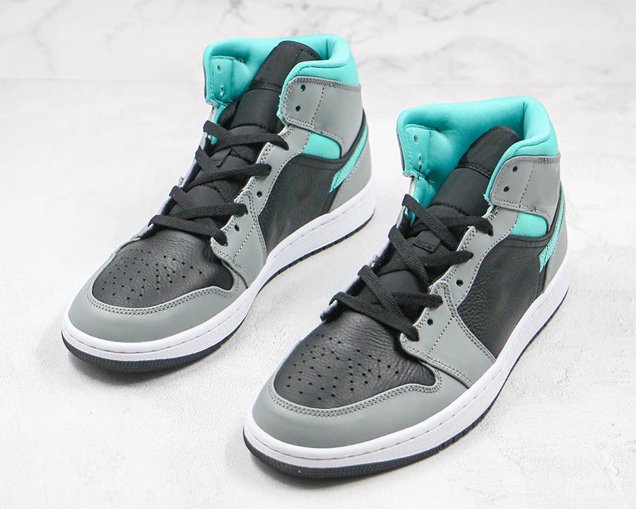 

Jumpman 1 Mid Black Grey Aqua Blue Basketball Shoes Outdoor Trainers Sports With Original Box Fast Delivery