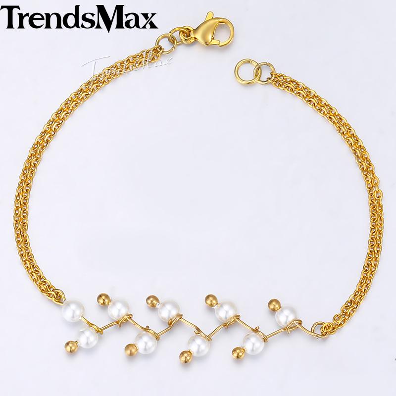 

Link, Chain Women's Molecule Shaped Bracelet Simulated Pearl Rolo Link Woman Jewelry 2021 Christmas Gifts For Women DB88