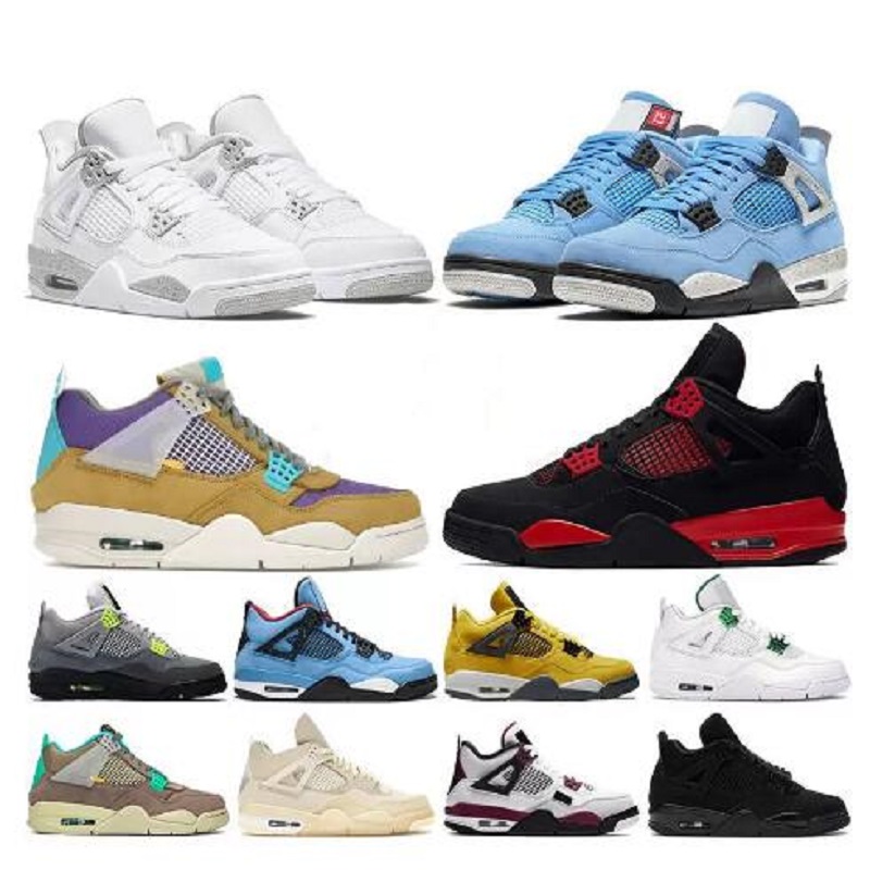 

shoe trainer Mens 4 4s basketball shoes University blue white oreo shimmer red thunder metallic purple black cat paris bred men women sneakers trainers, # 43
