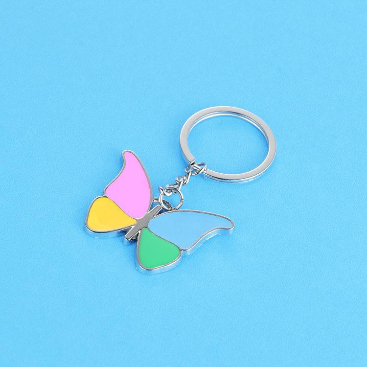 

Keychains Korean Fashion Creatively Beautiful Colored Butterfly Metal Bag Ornament Keychain Women Pendant Gift Keyring Friend