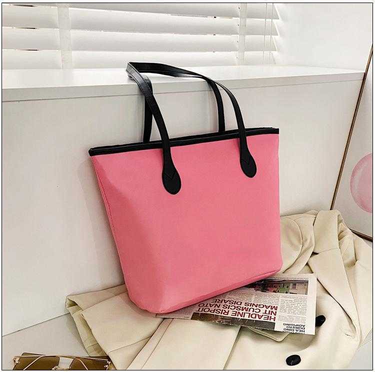 Fashion Bags sequined pink handbag with letters, large capacity nylon waterproof female bag