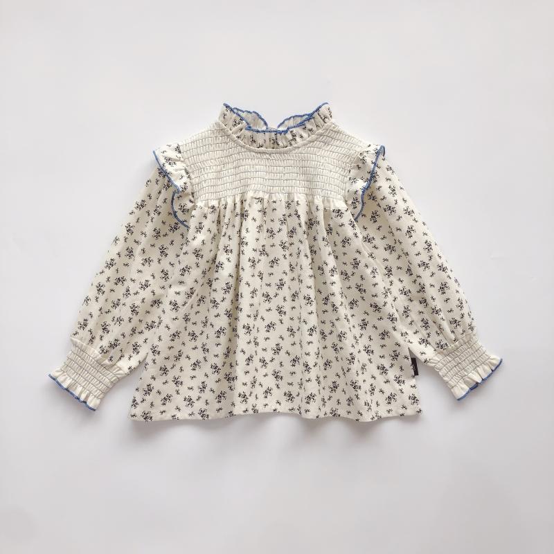 

T-shirts FOCUSNORM 1-8Y Princess Lovely Kids Baby Girls T Shirts Tops Ruffles Neck Long Sleeve Flowers Print Loose, Blue