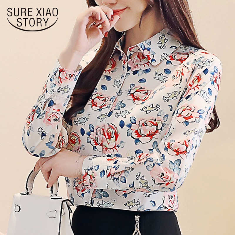 

Fashion Spring Long Sleeve Print Korean Print Plus Size Women Tops and Blouses Blusas Mujer De Moda Ladies Shirts 8339 50 210527, Leaves