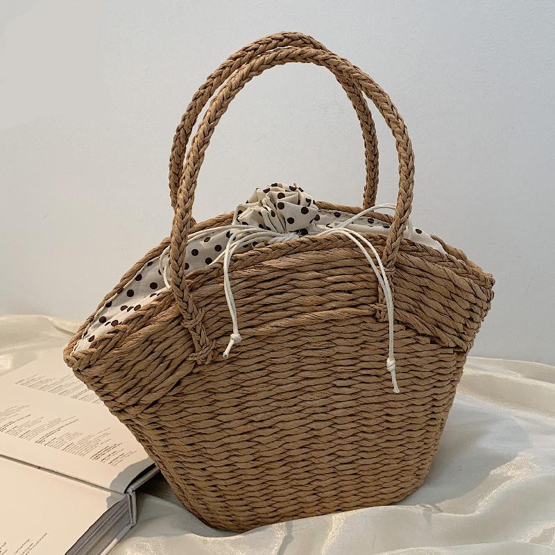 

Evening Bags Hand-Woven Rattan Bag Straw Purse Wicker Beach Handbag For Women 2021 Summer Bohemia Woven Clutch Basket Shopping, Beige