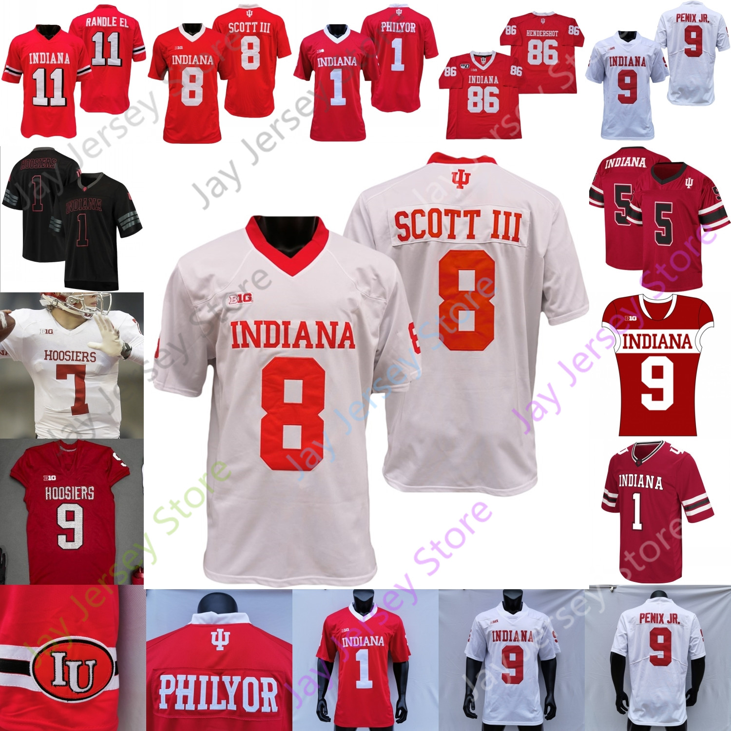 

Indiana Hoosiers Football Jersey NCAA College Michael Penix Jr. Stevie Scott III Ty Fryfogle Antwaan Randle El Stephen Carr Miles Marshall Javon Swinton Beaty Ramsey, Red ii