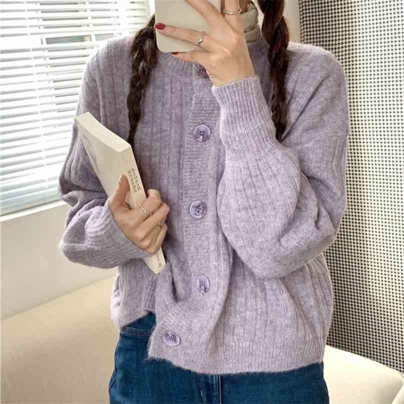 

Ladies Cardigan Spring Autumn Long Sleeve O-neck Button Up Korean Cardigans Sweater Women Casual Knitted Coat Oversize Top 210525