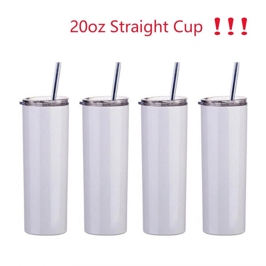 

20oz sublimation Mug straight tumblers blanks white Stainless Steel Vacuum Insulated Slim DIY 20 oz Cup Car Coffee Mugs, Stainless steel color