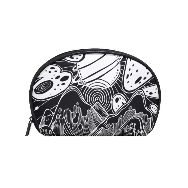 

FengJu Multifuncition Shell Cosmetic Bag Purse Half Moon Hanging Travel Toiletry Pouch For Girls Woman Abstract Painting Bags & Cases