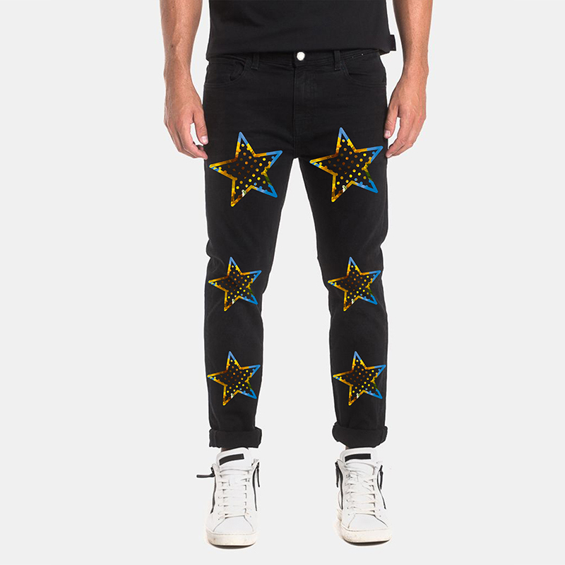 

men's jeans calÃ§a jeans masculina de cintura alta estampa estrela, calÃ§a estilo casual cqi4, Blue