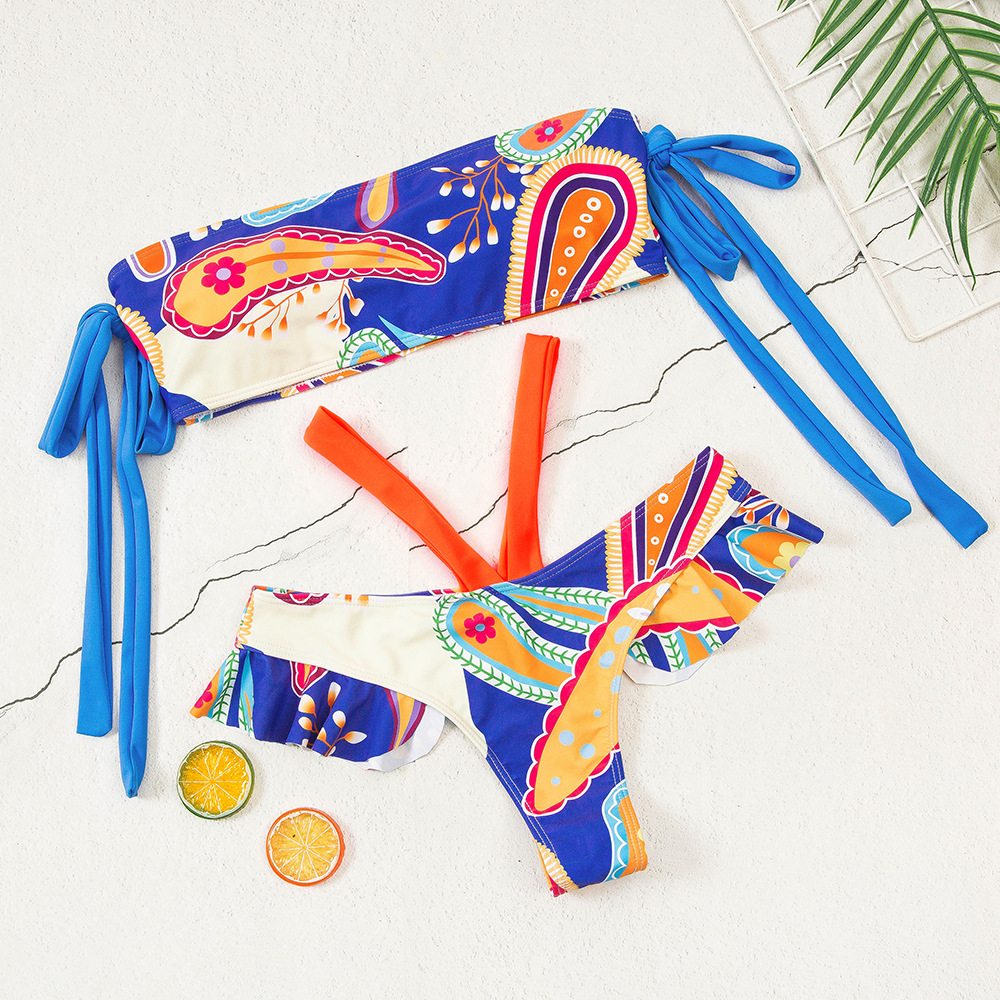 

Print Bikini Swimwear Women 2021 Sexy High Waist Swimsuit Female Bandeau Push Up Bikini Set Bather Bathing Suit Summer Beachwearswimwear Bat