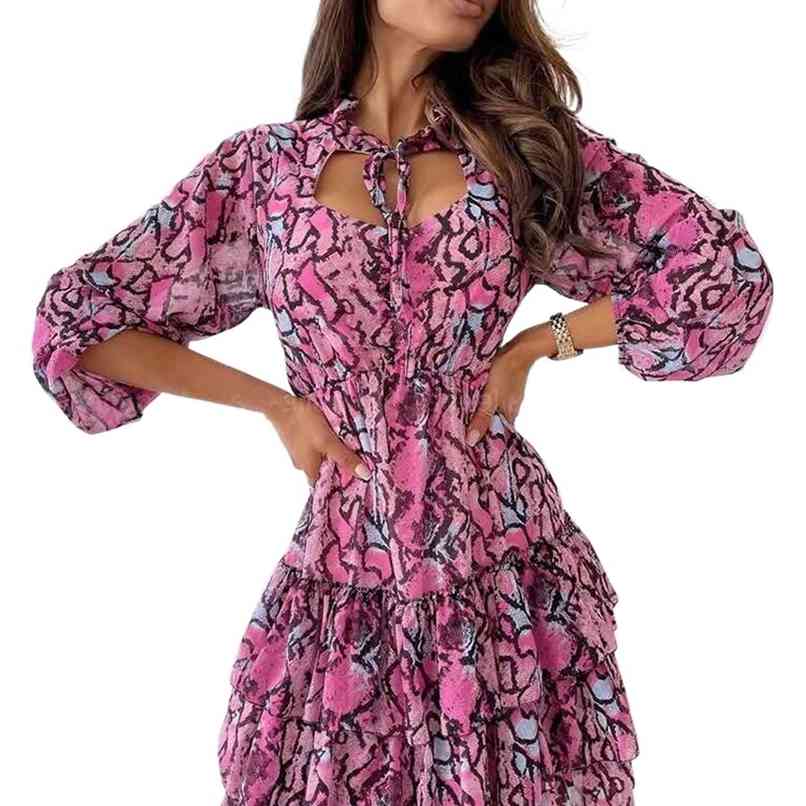 

Fashion Women's Dresses Summer Printed Chiffon Dress Explosive Elegant mini dress 210520, Red