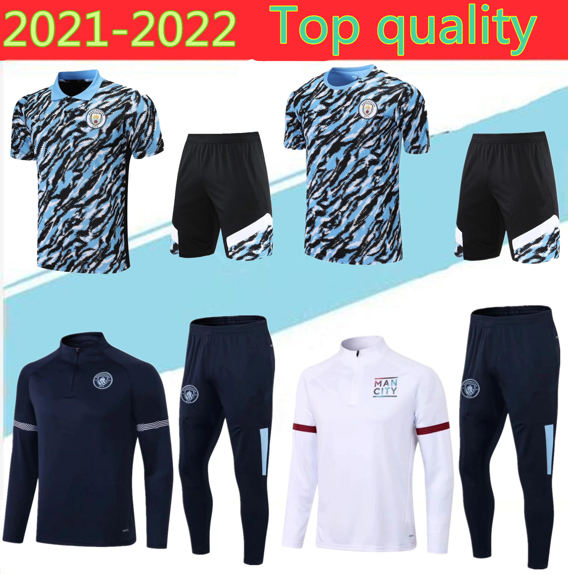

Manchester 21 22 Tracksuit soccer jersey sets 2021 G.JESUS CITY STERLING FERRAN DE BRUYNE KUN AGUERO football Polo shirts training, Black