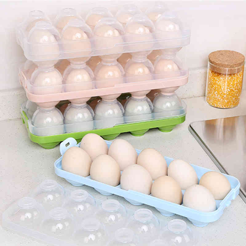 Egg Container Storage Box Portable Plastic Egg Holder Refrigerator Food Eggs Box Organizer Case Kitchen Gadgets Tools-image-694038450