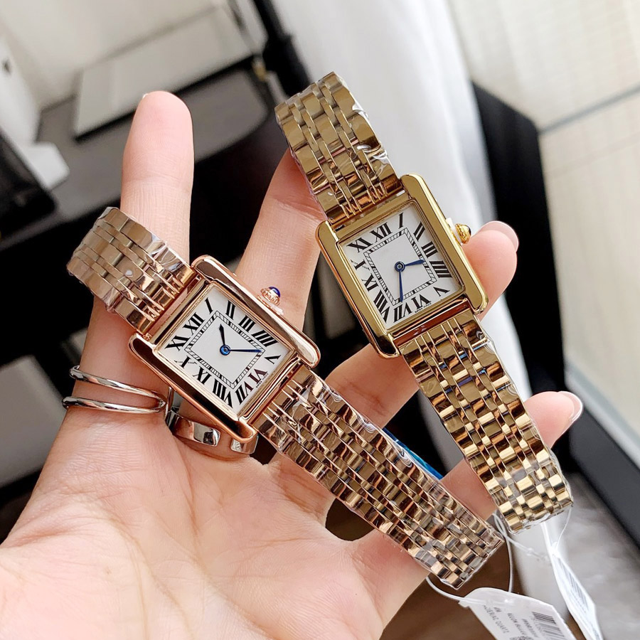 

Fashion Brand Watches Women Girl Rectangle Arabic Numerals Dial Style Steel Metal Good Quality Luxury Wrist Watch C64, Rose gold
