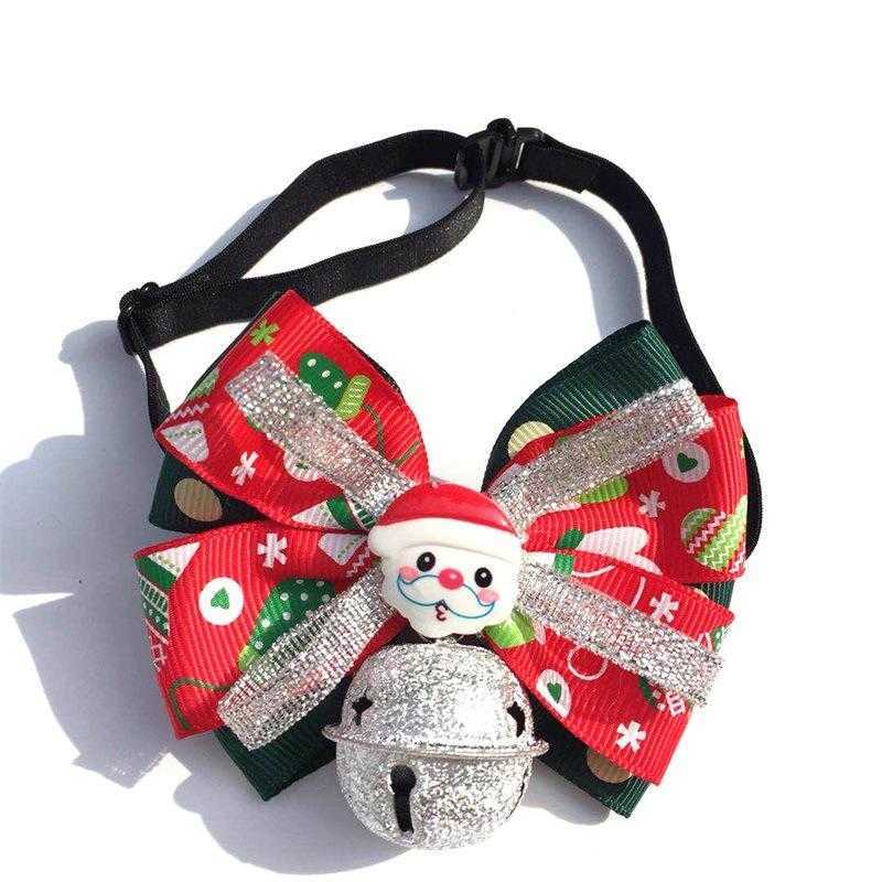 Christmas pet bow tie Santa style bell collar dog and cat pet Christmas cute decoration bow tie