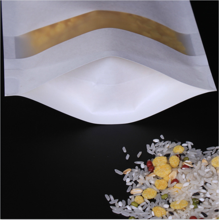 

Food package independent snacks self sealing bag white Clear sealed kraft paper frosted nut