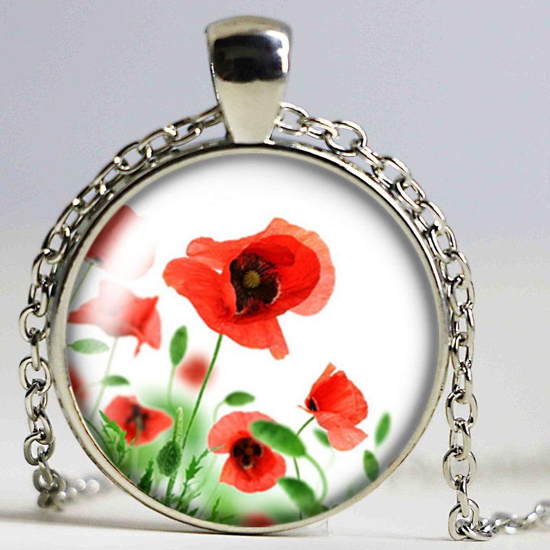 

Pendant Necklaces Lavender Lotus Plumeria Succulent Plant Round Necklace 25mm Glass Cabochon Women Girl Jewelry Party Birthday