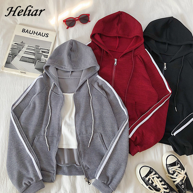 

Women Hoody Zipper Fly Jacket Female Cardigans Autumn Fashion Long Sleeve Tops Winter Jackets For 210518, Brown