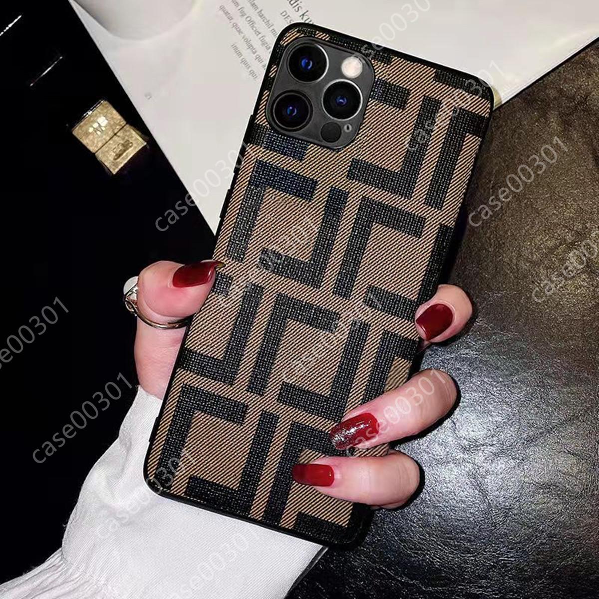 

Fashion Designer Phone Cases For iPhone 14 13 12 11 Pro Max 14Pro 14Plus 14ProMax 13Pro 13Promax 12 12Pro 12ProMax XR XS XSMax 7 8 Plus Cellphone Cover Case, Brown f