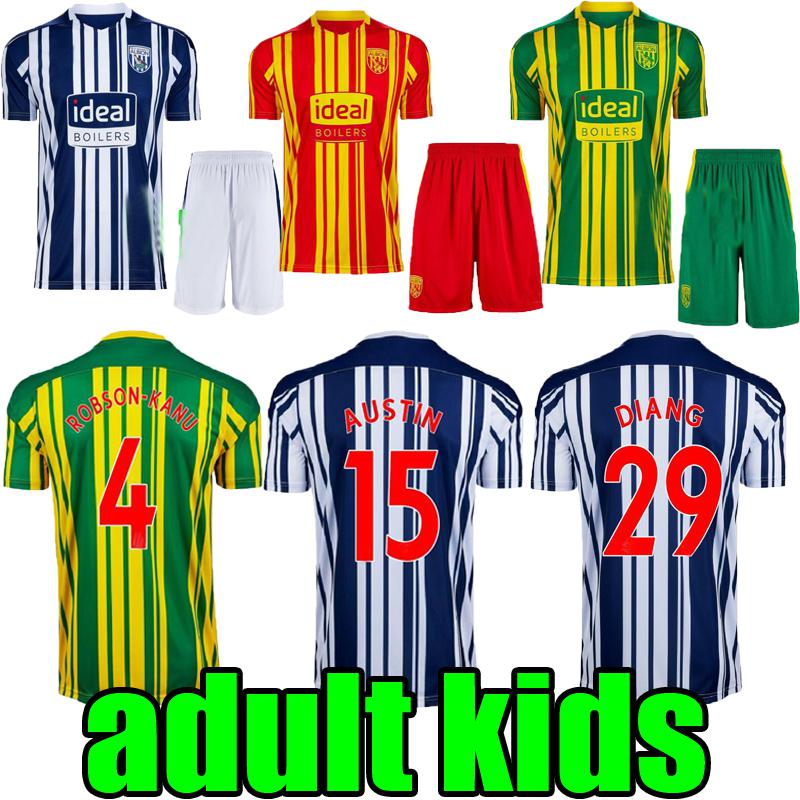 

adult kids 20 21 West Bromwich Albion third soccer jersey 2020 2021 yellow Oliver Burke Pereira Phillips Callum Robinson men football shirt, Black