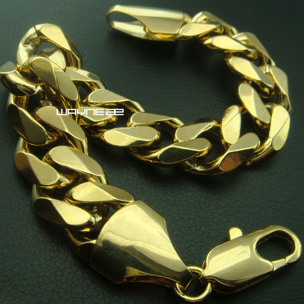 

Engement Wedding gift 18K YELLOW GOLD FILLED Noble MEN'S BRACELET HOT 9" CHAIN JEWELRY b163