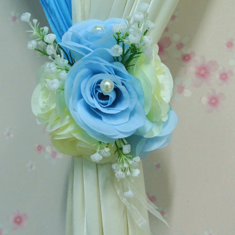 

Hot Sale Artificial Flowers Rose Pearls Curtain Backdrop Clips Wedding Decoration Supplies Posy Flowers Clip Cheap Wedding Bouquet, Ivory
