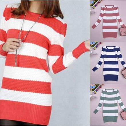 

Casual Sweater Women Pullovers Tops Winter Fall 8 Colors Striped Patchwork Women Sweaters Fashion Women Clothing, Gray