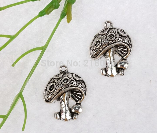

100pcs Vintage Silver Mushroom Alloy Charms Pendant 23*19mm Accessories For Bracelets Necklaces Fashion Jewelry Findings DIY Q289