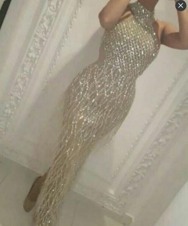 

Evening dress Yousef aljasmi Labourjoisie Charbelzoe Sheath Crystals High neck Long ls Kim kardashian Zuhair murad, Same with picture