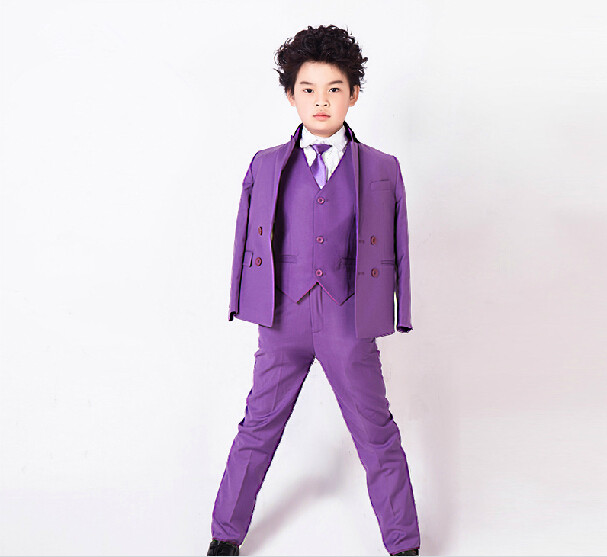 

Boy's Formal Wear Children's suit jacket Pure color Male flower girl dress springsummer 3 pieces (jacket pants vest) made to order, Yellow
