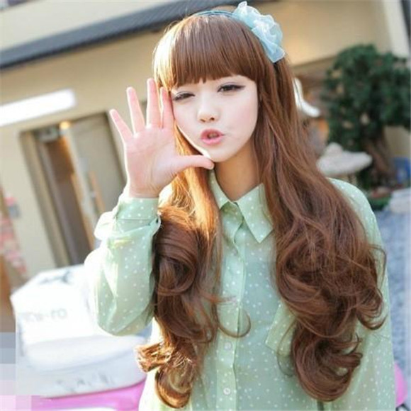 

WoodFestival long black wig full bangs cosplay women wigs curly natural synthetic hair heat resistant high quality, Dark brown