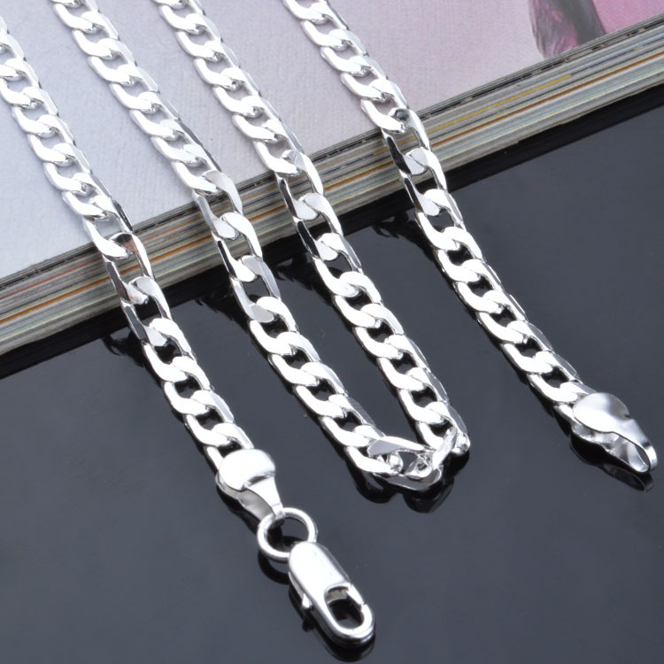 

Top Quality 4mm 925 Sterling Silver Necklace Curb Chain Figaro Chain Necklaces two style Link Italy 16-24inch