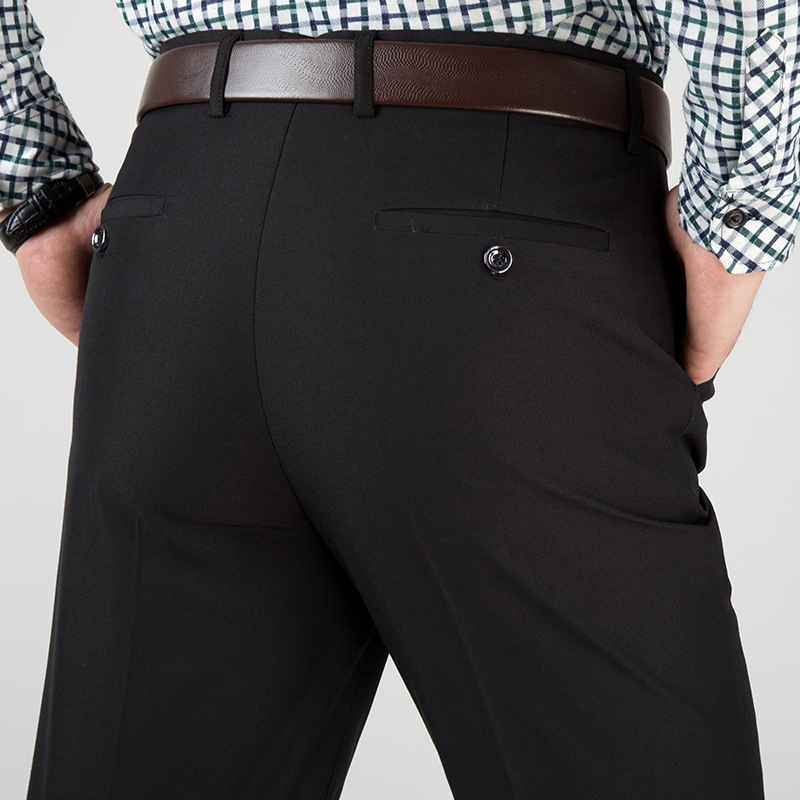 

Wholesale- Men Casual Pants 2017Summer Fashion Cotton Breathable Work Pants Loose Black Navy Business Trousers High Quality Plus Size XA092