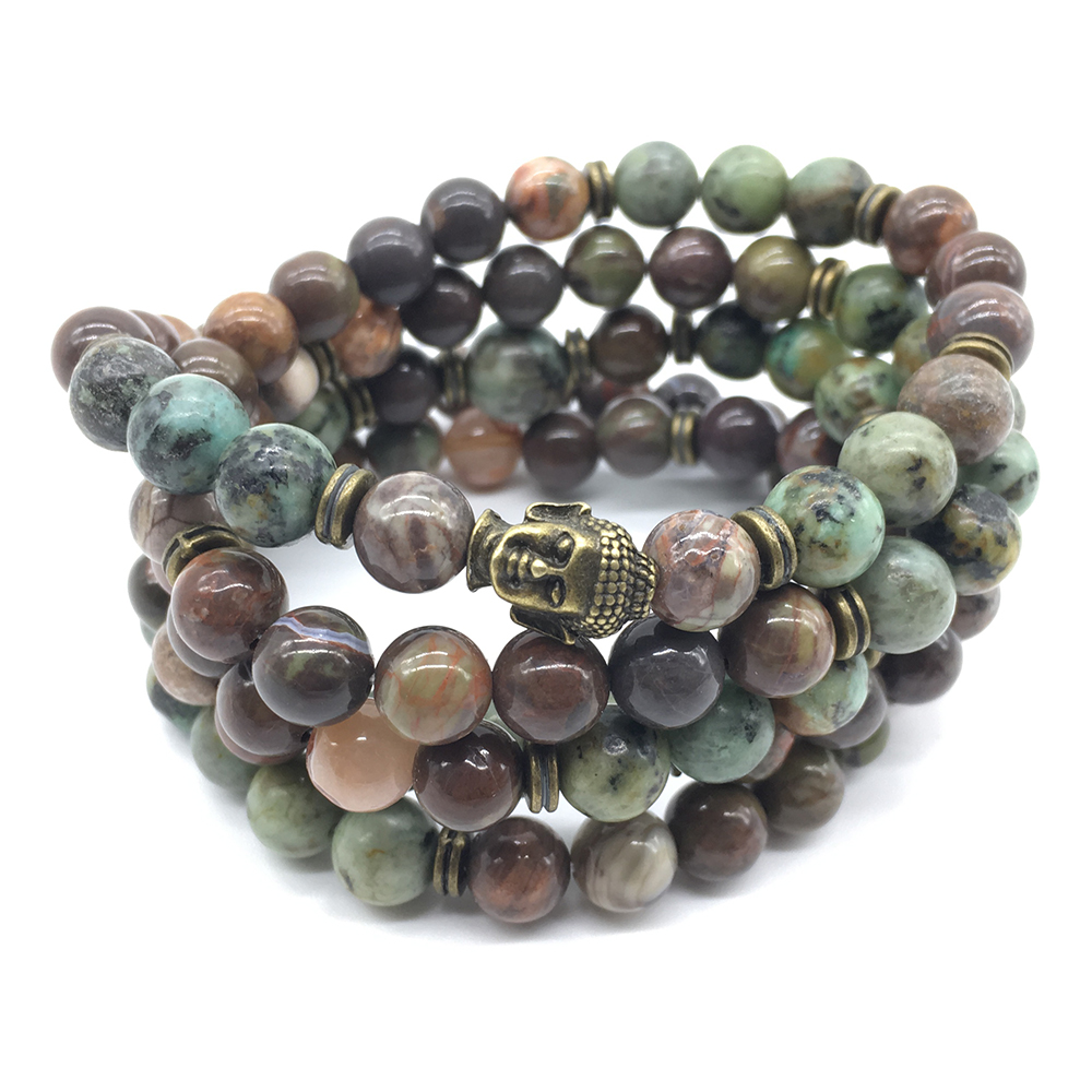 SN1199 Hot Sale 2018 Women`s Yoga Bracelet 108 Mala Balance African Turquise Buddha Necklace High Quality Jewelry Wholesale