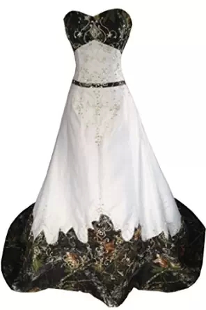 

2019 Camo Wedding Dresses New A Line Beaded Lace-up Backless Sweetheart Embroidery Court Train Camo Bridal Gowns Plus Size Real Image, Champagne