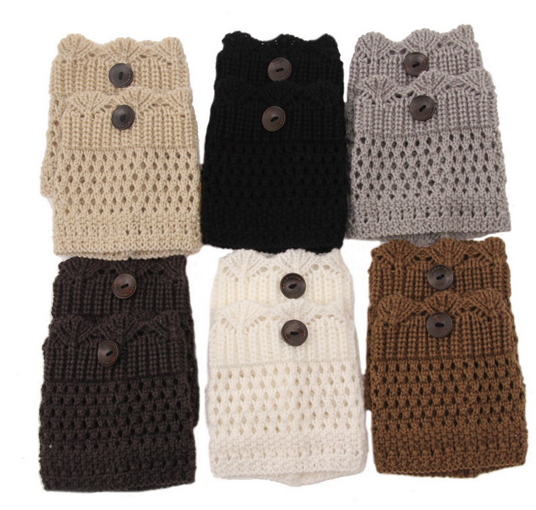 

2016 button Boot Cuffs knit boot topper faux legwarmers - cuff - shark tank leg warmers 6 colors 3pairs/lot #3994, Dark grey