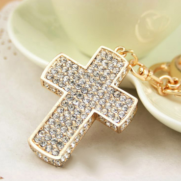 

Drop shipping Keyring holder,Rhinestone Cross Key chains,Purse/handbag Charms,Nice Gift Real Gold Plated Alloy Keyring,three colors choice