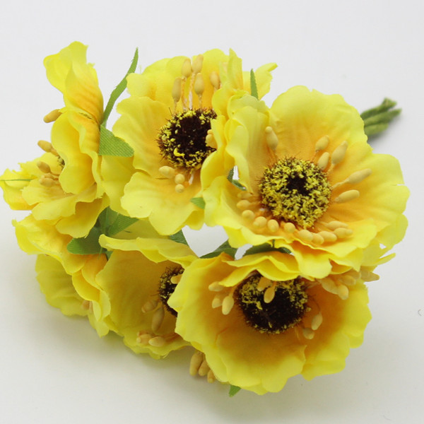 Wholesale High Quality Silk Poppies Camellia Big 5cm Artificial Flowers Corn Poppy Hand Made
