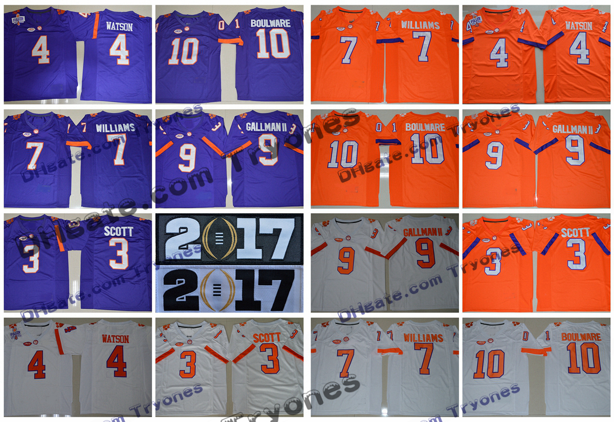 

2017 Clemson Tigers College Football Jerseys 10 Ben Boulware 7 Mike Williams 9 Wayne Gallman II 3 Artavis Scott 4 DeShaun Watson Jerseys, White