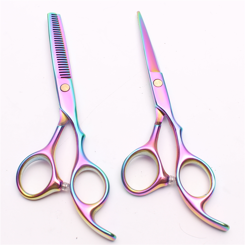 

C1005 6" 17.5cm Japan 440C Customized Logo Laser Multicolor Human Hair Scissors or set reguler Barber"s Hairdressing shears Excellent NEW