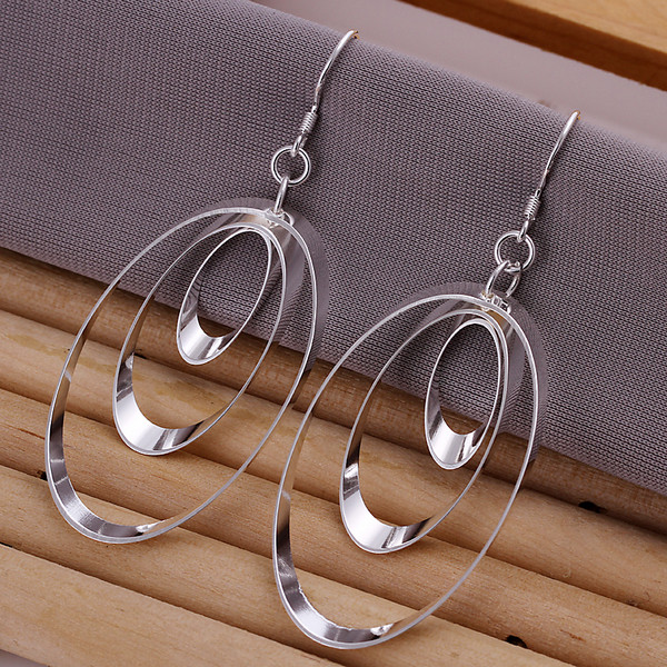 

Brand new sterling silver plated Three discs Earrings SE180,women's 925 silver Dangle Chandelier earrings 10 pairs a lot factory directsale