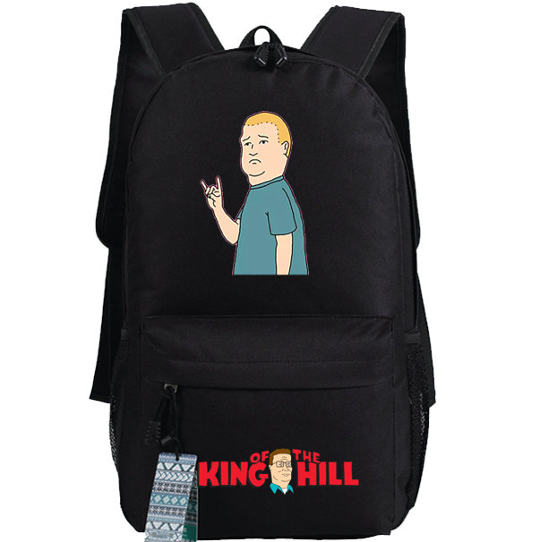 

King of the hill backpack New day pack Nice cartoon school bag Anime packsack Quality rucksack Sport schoolbag Outdoor daypack, Black