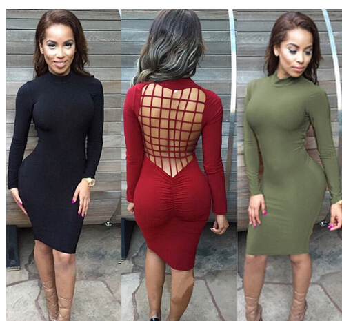 

2016 Women Plus Size Bodycon Dress Long Sleeve kim kardashian Dress Vestido De Festa Bronzing Pattern Black White Burgundy, Color 3