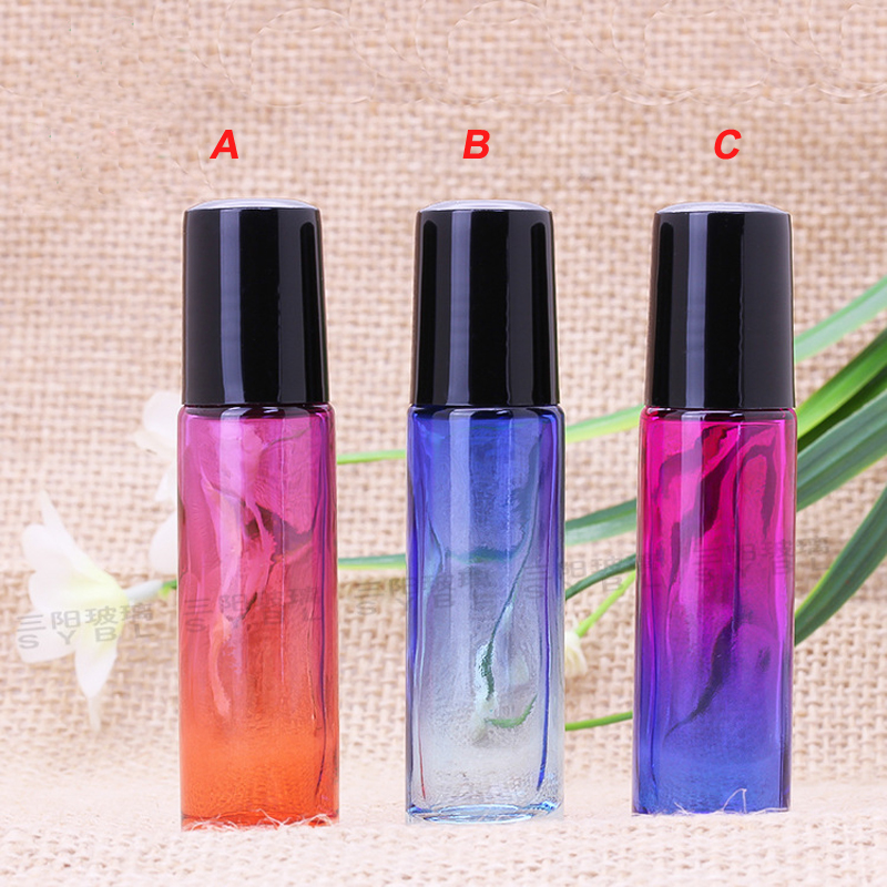 

Hot Selling 10ml Glass Bottle Roll On Empty Fragrance Perfume Essential Oil Bottles With Metal Ball Roller Black Plastic Cap