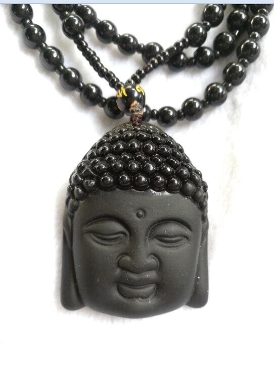 

Natural Obsidian Necklace Fashion Black Ruyi Buddha Pendant For Women Men Vintage Fine Jade Jewelry Ornaments A1, Silver